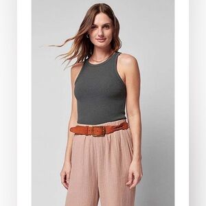 NWT Faherty Sun Faded Black Ribbed Tank XS